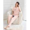Ekouaer Womens Pajama Sets Short Sleeve Top and Pants 2 Piece Pjs Soft Sleepwear Comfy Lounge Set S-XXL(Light Pink)