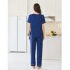Ekouaer Womens Pajama Sets Short Sleeve Top and Pants 2 Piece Pjs Soft Sleepwear Comfy Lounge Set S-XXL(Navy Blue)