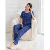 Ekouaer Womens Pajama Sets Short Sleeve Top and Pants 2 Piece Pjs Soft Sleepwear Comfy Lounge Set S-XXL(Navy Blue Star)