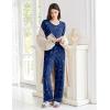 Ekouaer Womens Pajama Sets Short Sleeve Top and Pants 2 Piece Pjs Soft Sleepwear Comfy Lounge Set S-XXL(Navy Blue Star)