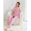 Ekouaer Womens Pajama Sets Short Sleeve Top and Pants 2 Piece Pjs Soft Sleepwear Comfy Lounge Set S-XXL(Pink)