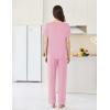 Ekouaer Womens Pajama Sets Short Sleeve Top and Pants 2 Piece Pjs Soft Sleepwear Comfy Lounge Set S-XXL(Pink)