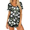 Ekouaer Women’s Pajama Short Sleeve Sleepwear Soft Pj Set Cotton Top and Shorts Pajamas Set(Style 1_black_white Lily)