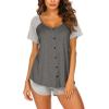 Ekouaer Women’s Pajama Short Sleeve Sleepwear Soft Pj Set Cotton Top and Shorts Pajamas Set(Style 1_dark Grey)