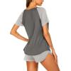 Ekouaer Women’s Pajama Short Sleeve Sleepwear Soft Pj Set Cotton Top and Shorts Pajamas Set(Style 1_dark Grey)