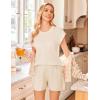 Ekouaer Women’s Pajamas Cap Sleeve Knit Lounge Set 2 Piece Soft Pjs Loungewear Sweater Sets(Apricot)