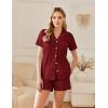 Ekouaer Womens Pajamas Set Button Down Pjs Lounge Sets Short Sleeve Sleepwear Soft Loungewear Nigthwear(Burgundy)