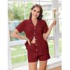 Ekouaer Womens Pajamas Set Button Down Pjs Lounge Sets Short Sleeve Sleepwear Soft Loungewear Nigthwear(Burgundy)
