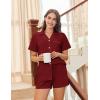 Ekouaer Womens Pajamas Set Button Down Pjs Lounge Sets Short Sleeve Sleepwear Soft Loungewear Nigthwear(Burgundy)