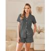 Ekouaer Womens Pajamas Set Button Down Pjs Lounge Sets Short Sleeve Sleepwear Soft Loungewear Nigthwear(Dark Gray)