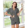 Ekouaer Womens Pajamas Set Button Down Pjs Lounge Sets Short Sleeve Sleepwear Soft Loungewear Nigthwear(Dark Gray)
