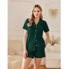 Ekouaer Womens Pajamas Set Button Down Pjs Lounge Sets Short Sleeve Sleepwear Soft Loungewear Nigthwear(Dark Green)