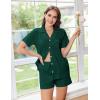 Ekouaer Womens Pajamas Set Button Down Pjs Lounge Sets Short Sleeve Sleepwear Soft Loungewear Nigthwear(Dark Green)