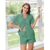 Ekouaer Womens Pajamas Set Button Down Pjs Lounge Sets Short Sleeve Sleepwear Soft Loungewear Nigthwear(Green)