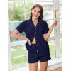 Ekouaer Womens Pajamas Set Button Down Pjs Lounge Sets Short Sleeve Sleepwear Soft Loungewear Nigthwear(Navy Blue)