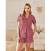 Ekouaer Womens Pajamas Set Button Down Pjs Lounge Sets Short Sleeve Sleepwear Soft Loungewear Nigthwear(Pale Violet Red)