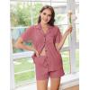Ekouaer Womens Pajamas Set Button Down Pjs Lounge Sets Short Sleeve Sleepwear Soft Loungewear Nigthwear(Pale Violet Red)