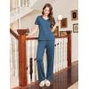 Ekouaer Women’s Pajamas Set Soft 2 Piece Lounge Sets V-neck Sleepwear Short Sleeve Top Pants with Pockets(Blue)