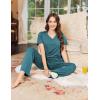 Ekouaer Women’s Pajamas Set Soft 2 Piece Lounge Sets V-neck Sleepwear Short Sleeve Top Pants with Pockets(Blue Green)