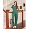 Ekouaer Women’s Pajamas Set Soft 2 Piece Lounge Sets V-neck Sleepwear Short Sleeve Top Pants with Pockets(Bright Green)