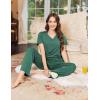 Ekouaer Women’s Pajamas Set Soft 2 Piece Lounge Sets V-neck Sleepwear Short Sleeve Top Pants with Pockets(Bright Green)