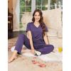 Ekouaer Women’s Pajamas Set Soft 2 Piece Lounge Sets V-neck Sleepwear Short Sleeve Top Pants with Pockets(Bright Purple)