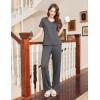 Ekouaer Women’s Pajamas Set Soft 2 Piece Lounge Sets V-neck Sleepwear Short Sleeve Top Pants with Pockets(Medium Gray)