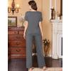 Ekouaer Women’s Pajamas Set Soft 2 Piece Lounge Sets V-neck Sleepwear Short Sleeve Top Pants with Pockets(Medium Gray)