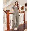 Ekouaer Women’s Pajamas Set Soft 2 Piece Lounge Sets V-neck Sleepwear Short Sleeve Top Pants with Pockets(Moon Gray)