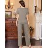 Ekouaer Women’s Pajamas Set Soft 2 Piece Lounge Sets V-neck Sleepwear Short Sleeve Top Pants with Pockets(Moon Gray)
