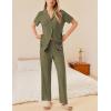 Ekouaer Womens Rib Knit Pajamas Button Up Lounge Sets Short Sleeve Top and Long Pants Matching Pjs Sleepwear Loungewear(Army Green)