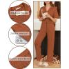 Ekouaer Womens Rib Knit Pajamas Button Up Lounge Sets Short Sleeve Top and Long Pants Matching Pjs Sleepwear Loungewear(Chocolate)