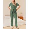 Ekouaer Womens Rib Knit Pajamas Button Up Lounge Sets Short Sleeve Top and Long Pants Matching Pjs Sleepwear Loungewear(Green)