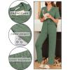 Ekouaer Womens Rib Knit Pajamas Button Up Lounge Sets Short Sleeve Top and Long Pants Matching Pjs Sleepwear Loungewear(Green)
