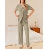 Ekouaer Womens Rib Knit Pajamas Button Up Lounge Sets Short Sleeve Top and Long Pants Matching Pjs Sleepwear Loungewear(Khaki)