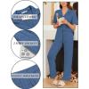 Ekouaer Womens Rib Knit Pajamas Button Up Lounge Sets Short Sleeve Top and Long Pants Matching Pjs Sleepwear Loungewear(Navy)
