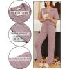 Ekouaer Womens Rib Knit Pajamas Button Up Lounge Sets Short Sleeve Top and Long Pants Matching Pjs Sleepwear Loungewear(Pink)