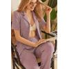 Ekouaer Womens Rib Knit Pajamas Button Up Lounge Sets Short Sleeve Top and Long Pants Matching Pjs Sleepwear Loungewear(Pink)