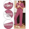 Ekouaer Womens Rib Knit Pajamas Button Up Lounge Sets Short Sleeve Top and Long Pants Matching Pjs Sleepwear Loungewear(Rose Pink)