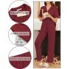 Ekouaer Womens Rib Knit Pajamas Button Up Lounge Sets Short Sleeve Top and Long Pants Matching Pjs Sleepwear Loungewear(Wine Red)