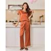 Ekouaer Women’s Satin Silky Pajama Set 2 Piece Short Sleeve Shirt with Long Pants Pjs Sets Soft PJ Loungewear S-XXL(Caramel)