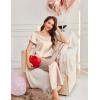 Ekouaer Women’s Satin Silky Pajama Set 2 Piece Short Sleeve Shirt with Long Pants Pjs Sets Soft PJ Loungewear S-XXL(Champagne)