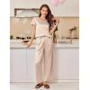 Ekouaer Women’s Satin Silky Pajama Set 2 Piece Short Sleeve Shirt with Long Pants Pjs Sets Soft PJ Loungewear S-XXL(Champagne)