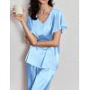 Ekouaer Women’s Satin Silky Pajama Set 2 Piece Short Sleeve Shirt with Long Pants Pjs Sets Soft PJ Loungewear S-XXL(Clear Blue)