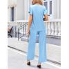 Ekouaer Women’s Satin Silky Pajama Set 2 Piece Short Sleeve Shirt with Long Pants Pjs Sets Soft PJ Loungewear S-XXL(Clear Blue)