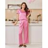 Ekouaer Women’s Satin Silky Pajama Set 2 Piece Short Sleeve Shirt with Long Pants Pjs Sets Soft PJ Loungewear S-XXL(Coral Pink)