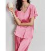 Ekouaer Women’s Satin Silky Pajama Set 2 Piece Short Sleeve Shirt with Long Pants Pjs Sets Soft PJ Loungewear S-XXL(Coral Pink)