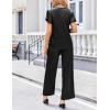 Ekouaer Women’s Satin Silky Pajama Set 2 Piece Short Sleeve Shirt with Long Pants Pjs Sets Soft PJ Loungewear S-XXL(Deep Black)