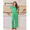 Ekouaer Women’s Satin Silky Pajama Set 2 Piece Short Sleeve Shirt with Long Pants Pjs Sets Soft PJ Loungewear S-XXL(Green)