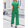 Ekouaer Women’s Satin Silky Pajama Set 2 Piece Short Sleeve Shirt with Long Pants Pjs Sets Soft PJ Loungewear S-XXL(Green)